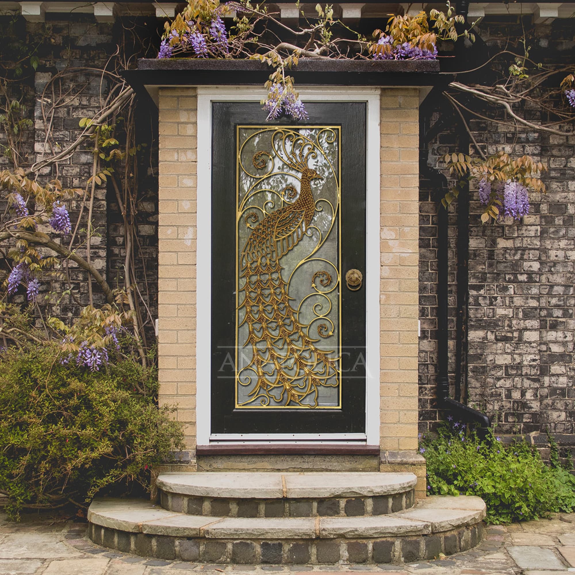 Modern Art interior Peacock｜Iron｜海外購入可 Peacock Iron Wall Decor,160x60cm,door Gate Insert,wrought Iron