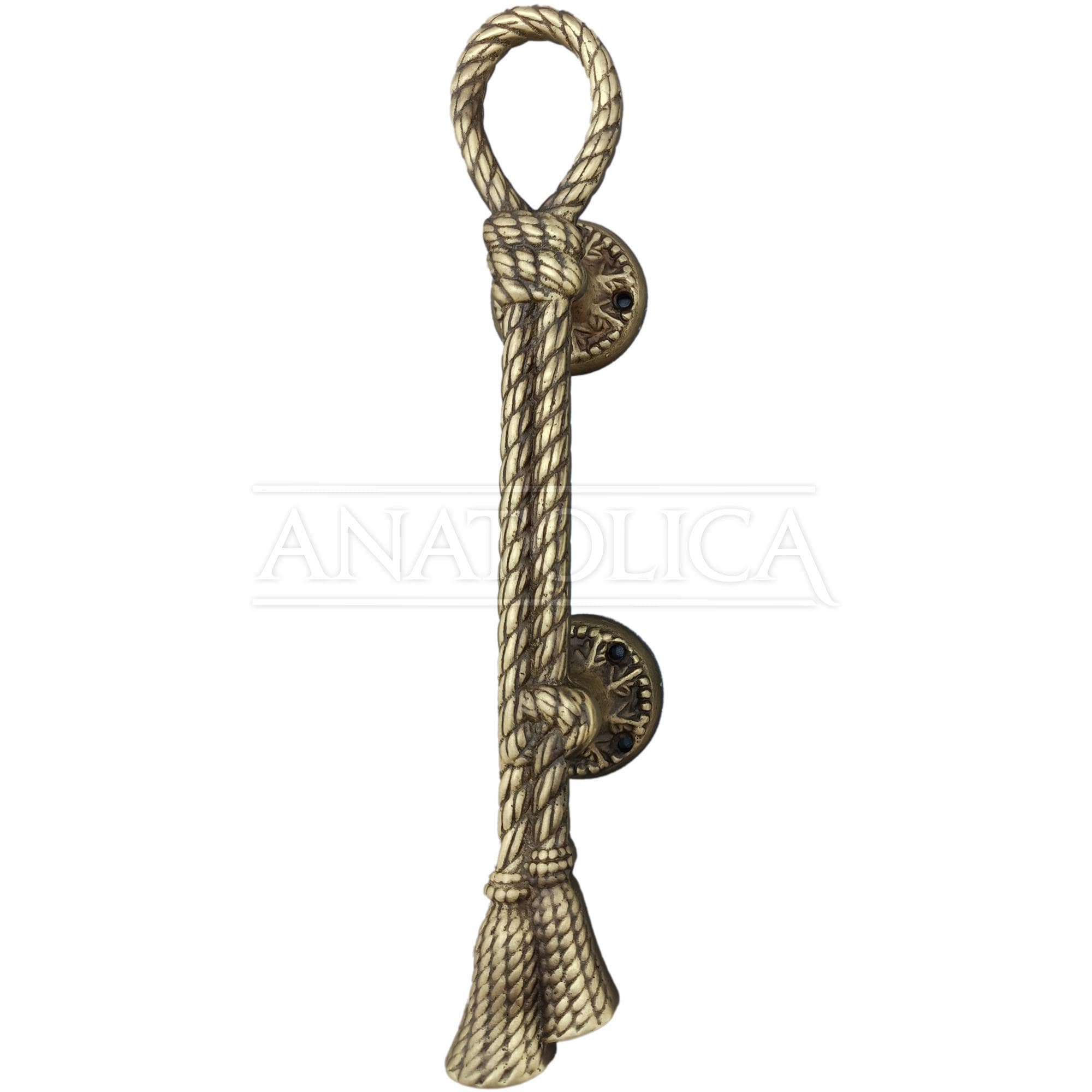 Basta Rope Handle Anatolica Solid Brass Rope and Tassel Door Pull Handle on Rosettes, 10 ...