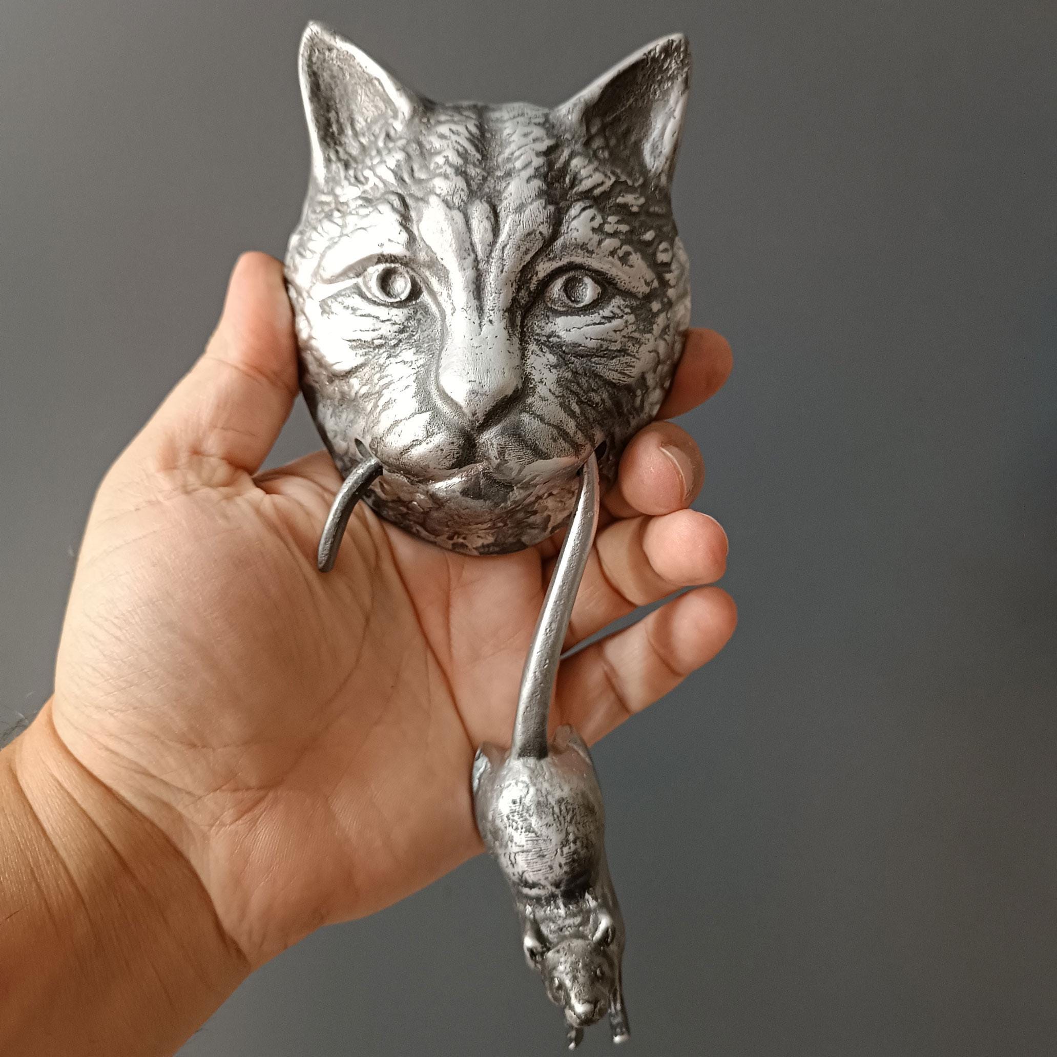 Heurtoir De Porte En Laiton – Design Chat, Style Ferme, Rouge Et Or, Fait Main, Pour Entrée Déco