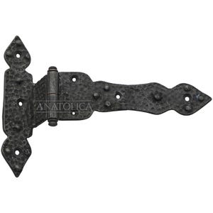 Anatolica,Set of 2,Antique Brass Offset Strap Lift Off Pintle Hinges For Shutters Doors Gates Offsets,7.7 inches,Medieval Design