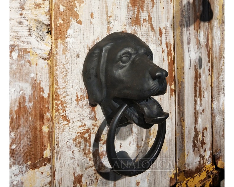 Dog Door knocker,Labrador,Solid Brass,Large,7.9 inches, Labrador Retriever Head,Front Door Ornament Oxide Brass