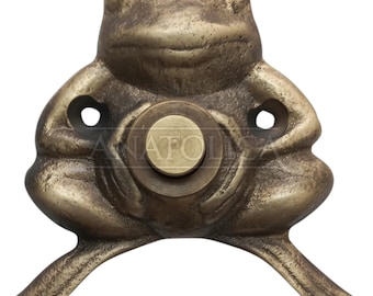 Anatolica  Brass Frog Chime Push Button, Decorative Door Bell , Unlacquered Finish
