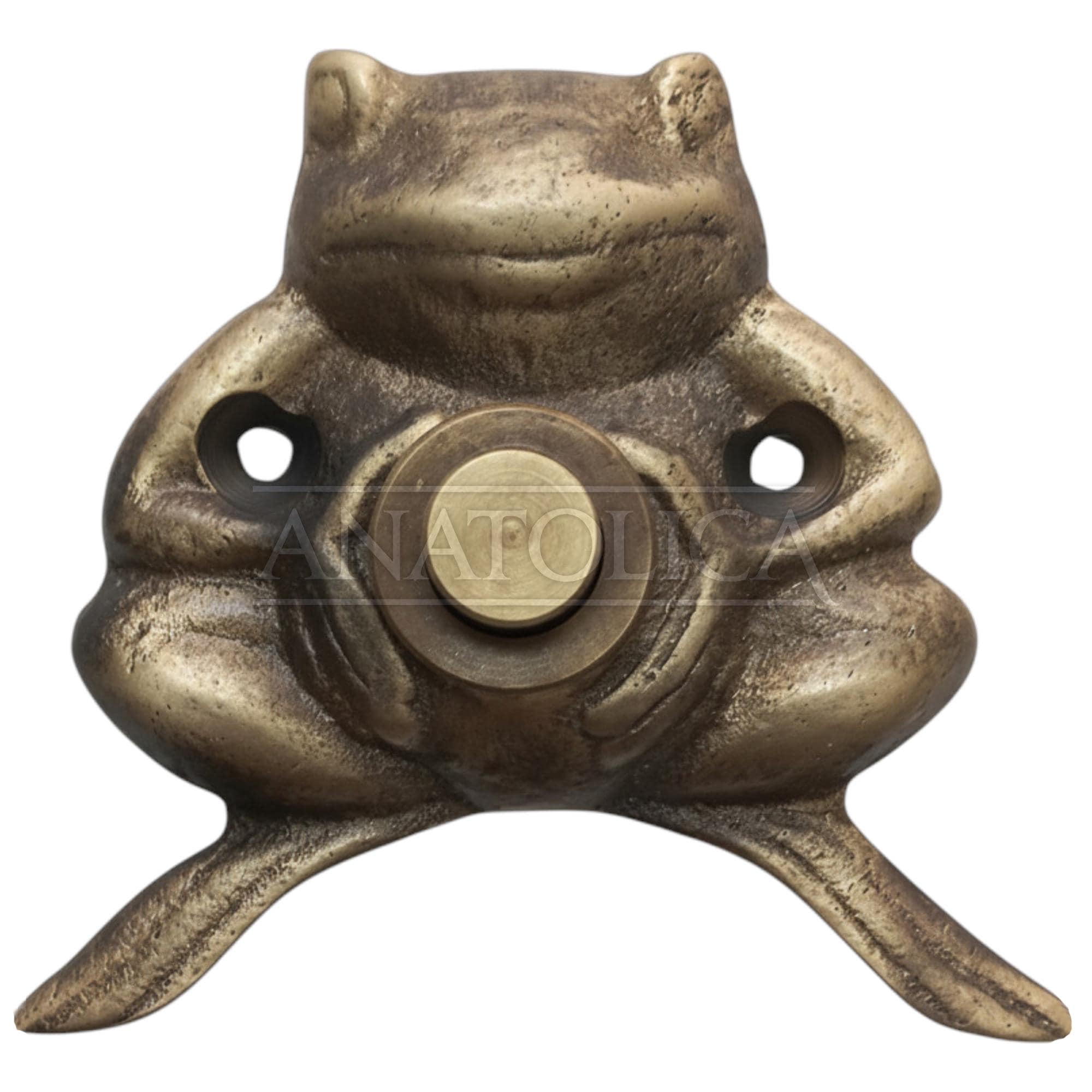 Anatolica Brass Frog Chime Push Button, Decorative Door Bell