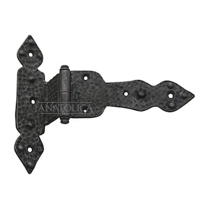 Anatolica,Set of 2,Antique Brass Offset Strap Lift Off Pintle Hinges For Shutters Doors Gates Offsets,5.5inches,Medieval Design