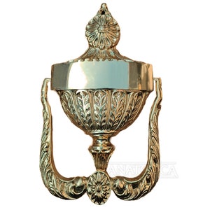 XLarge Classical Regency Style Brass Door Knocker 8.3 inches Tall Polished Brass