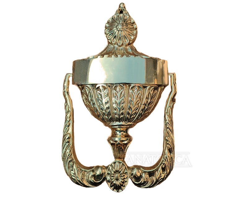 XLarge Classical Regency Style Brass Door Knocker 8.3 inches Tall Polished Brass