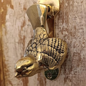Anatolica Brass Sparrow Bird Door Knocker, Unlaquared Finish