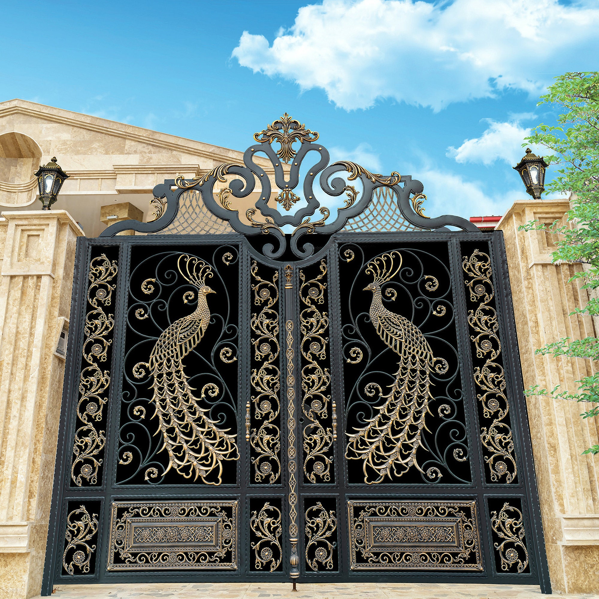 Peacock Iron Wall Decor,160x60cm,door Gate Insert,wrought Iron