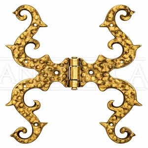 Anatolica,Set of 2,Antique Brass Shutter Hinge,6.7 x 7.7 inches,T Shaped,Medieval Design and Gothic Style
