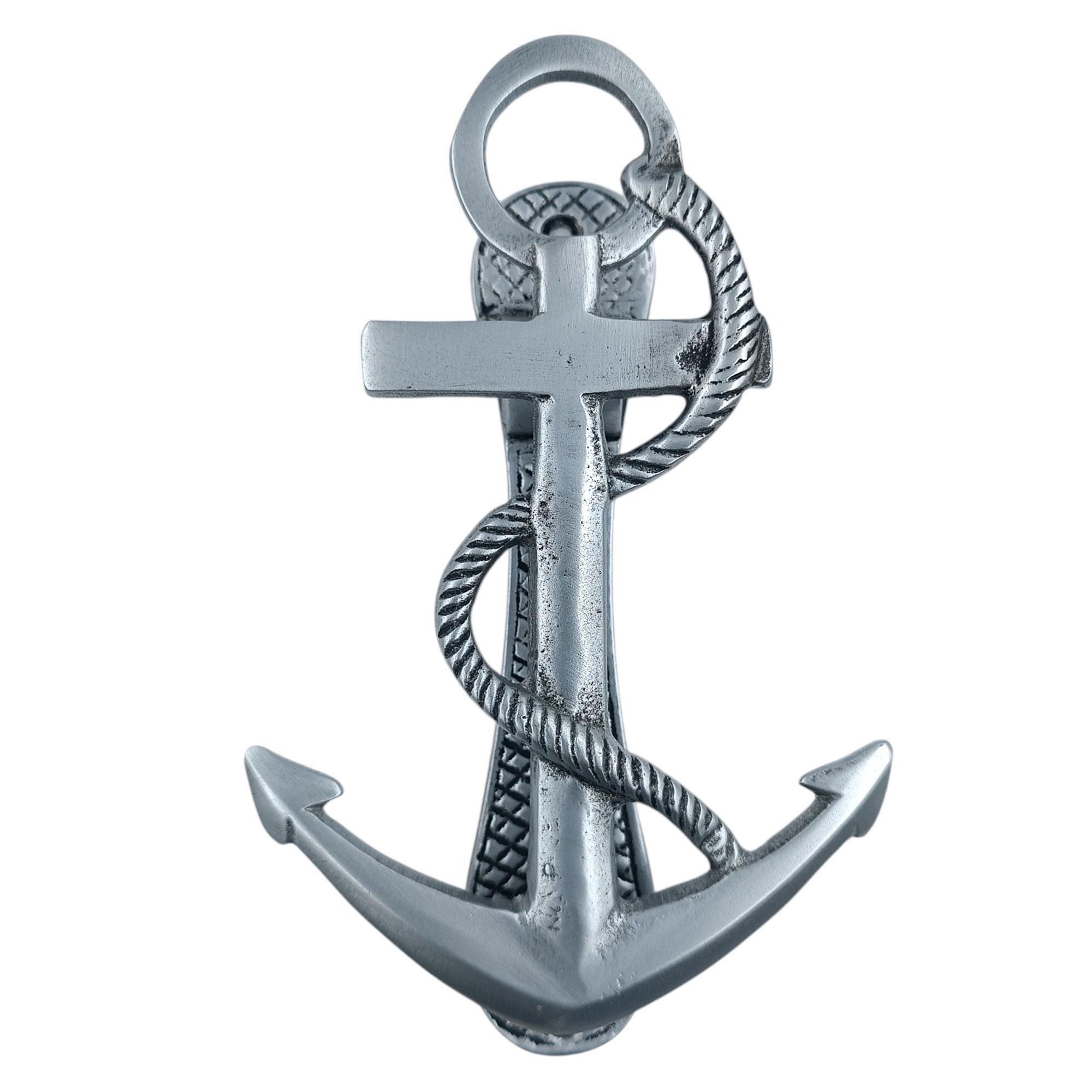 Ancien Heurtoir De Porte Ancre Marine En Laiton - Vintage Reproduction