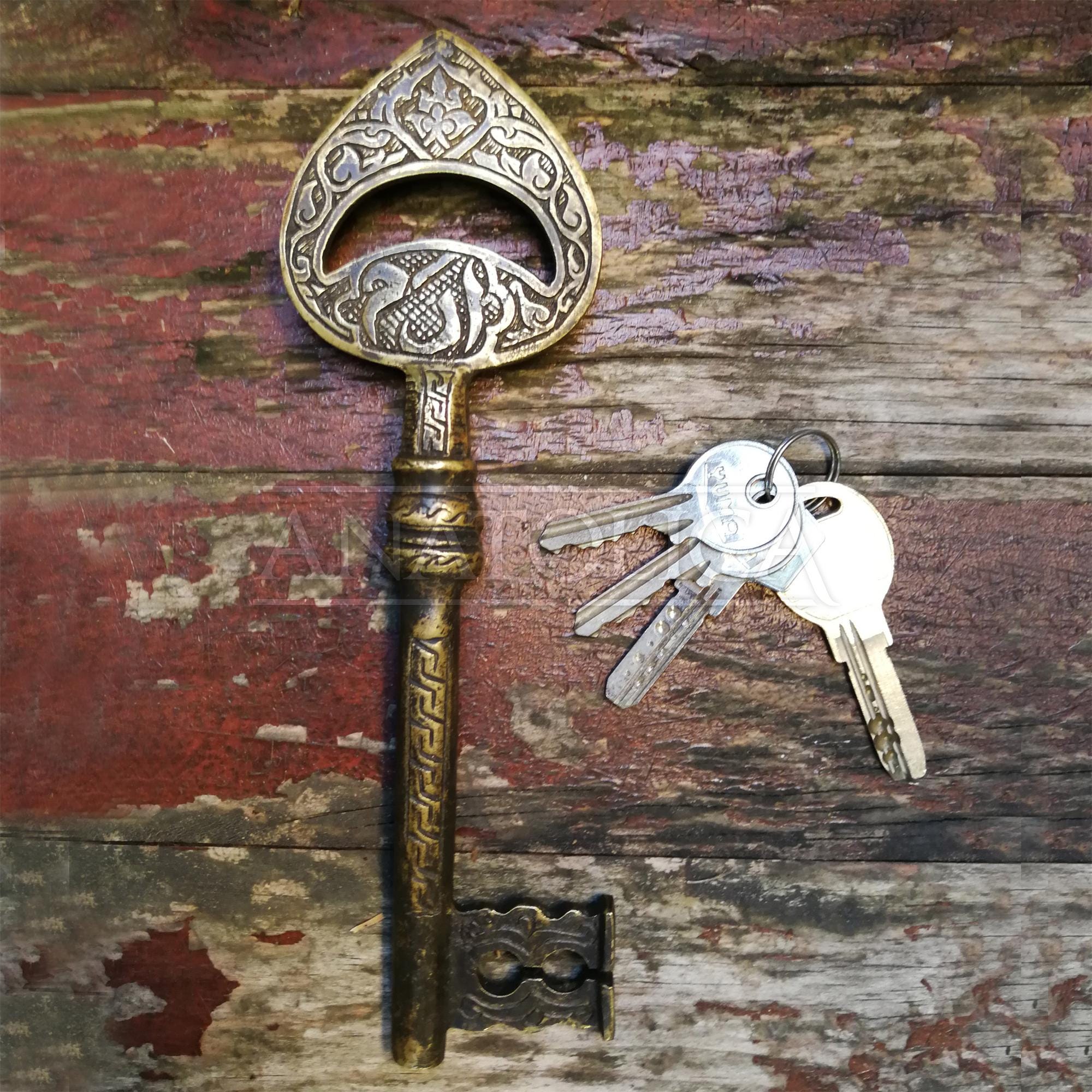 Handcrafted Brass Antique Style Decorative Key Large Replica
