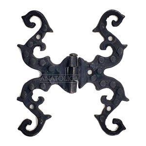 Anatolica,Set of 2,Antique Brass Shutter Hinge,2.6 x 3.15 inches,T Shaped,Medieval Design and Gothic Style