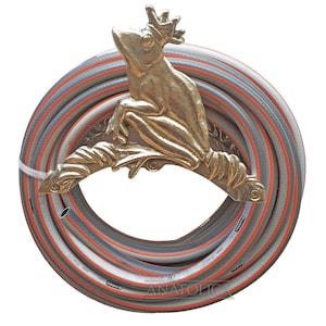 Brass Frog Silhouette Hose Holder Garden Decor Wall Mounted Hose Hanger Rack