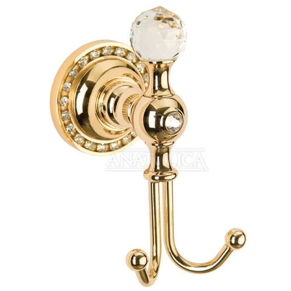 Gold Double Robe Hook,solid Brass,pvd-coated -  UK