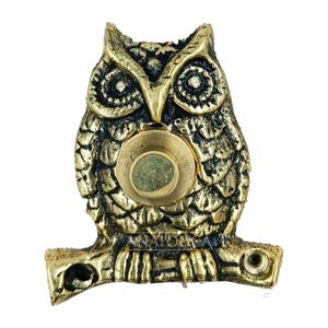 Anatolica Brass Owl Chime Push Button, Decorative Doorbell Ringer Button Replacement , Unlacquered Finish