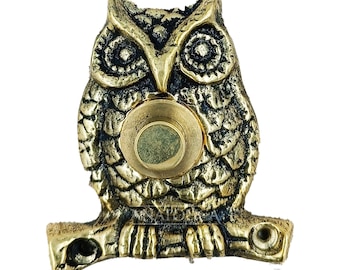 Anatolica Brass Owl Chime Push Button, Decorative Doorbell Ringer Button Replacement , Unlacquered Finish