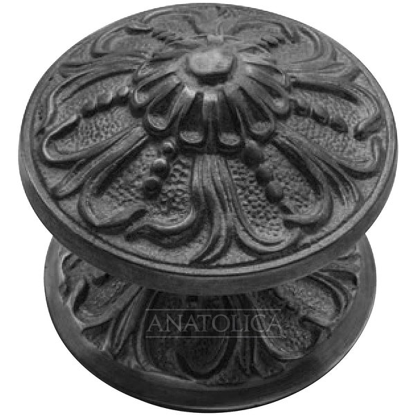 Antique Solid Brass Centre Front Door Knob Pull Dia 3.35 inches Ornate Single Dummy (Black Oxide)