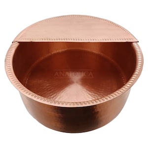 Anatolica Hand Hammered Copper Pedicure Bowl, 16 inches, with Foot Rest, Wellness, Polished Natural Finish