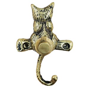 Anatolica  Brass Cat Chime Push Button, Decorative Doorbell Ringer Button Replacement , Unlacquered Finish