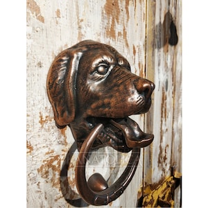 Dog Door knocker,Labrador,Solid Brass,Large,7.9 inches, Labrador Retriever Head,Front Door Ornament Antique Copper