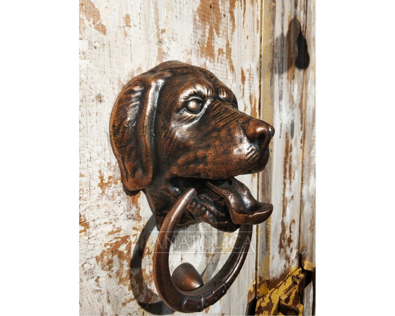 Dog Door knocker,Labrador,Solid Brass,Large,7.9 inches, Labrador Retriever Head,Front Door Ornament Antique Copper