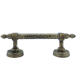 Anatolica Traditional textured Design Brass Ornate Door Pull handles on Rose, Unlacquered Finish