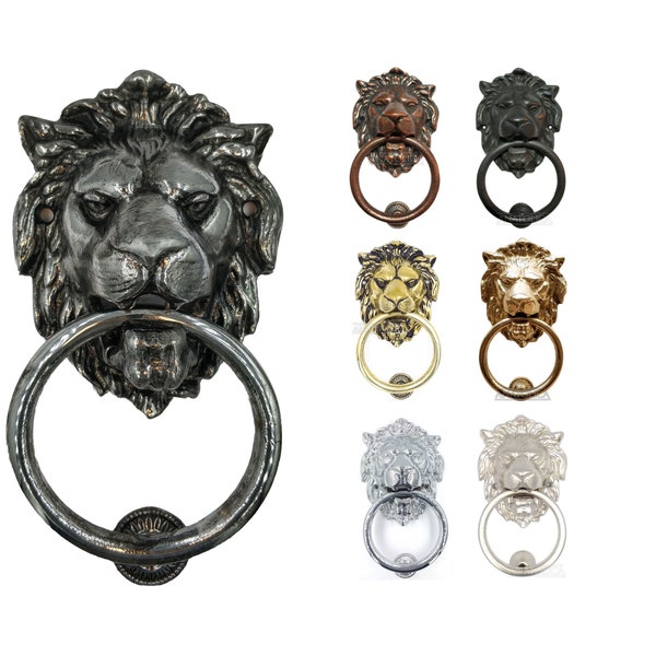 Grand heurtoir de porte Lion Regency, laiton 7,5 pouces