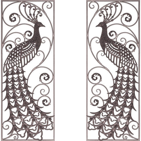 Peacock Iron Wall Decor,160x60cm,door Gate Insert,wrought Iron