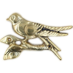 Anatolica  Brass Perched Bird on a Branch Chime Push Button, Decorative Door Bell , Unlacquered Finish