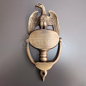 Anatolica American Eagle Door knocker, 7.9 inches, Solid Brass, Unlacquered Finish