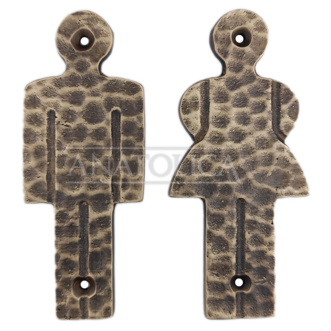 Anatolica Brass Man Woman Figures for Restroom Door, Male Female ...