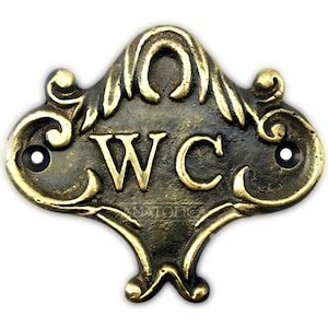 Anatolica Brass Wc Toilet Door Sign, Unlacquered Finish