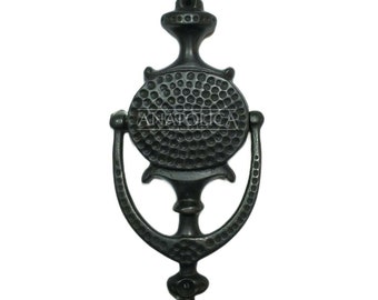Imperial Solid Brass Door Knocker 7.7 Inches Hammered Black Oxide Finish