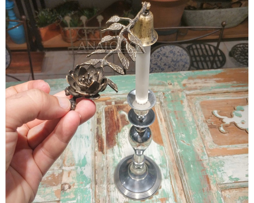 Candle Snuffer Solid Brass Elegant Flower Design Candle Extinguisher