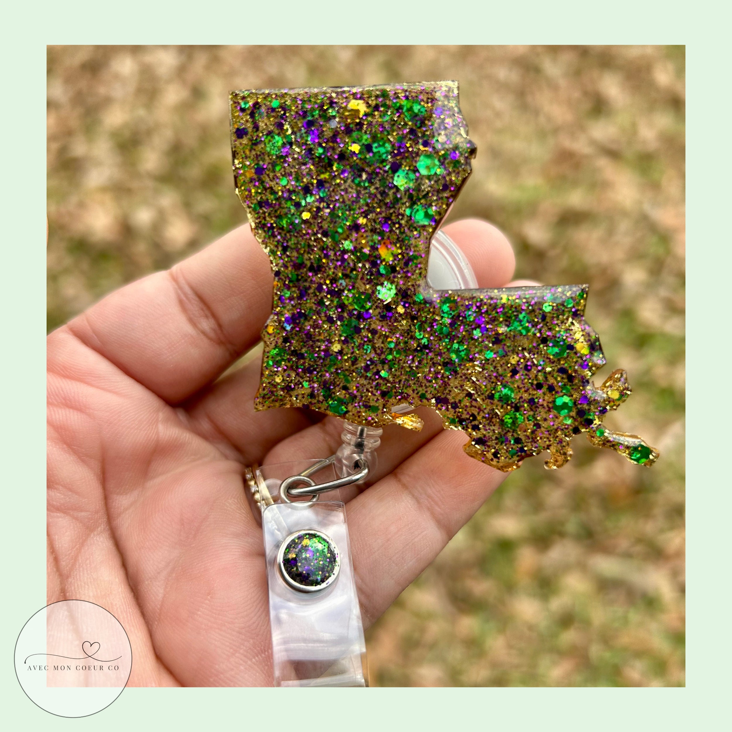 New Orleans Keychain Louisiana Glitter Heart Souvenir Keyring Metal KeyTag  Gift