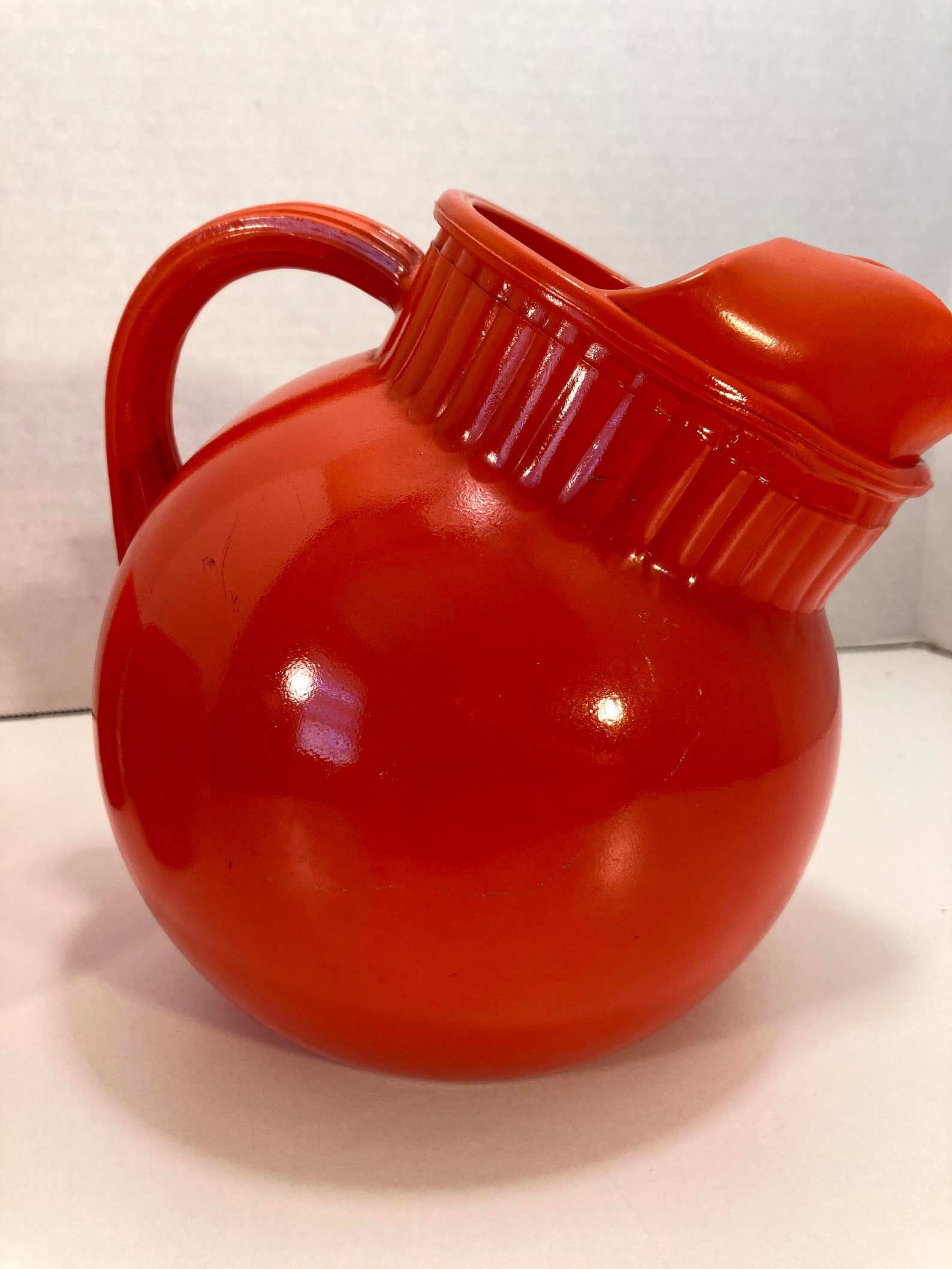 Vintage Ribbed Orange Ball Jug Ice Lip Pitcher and Set of 4 Etsy UK