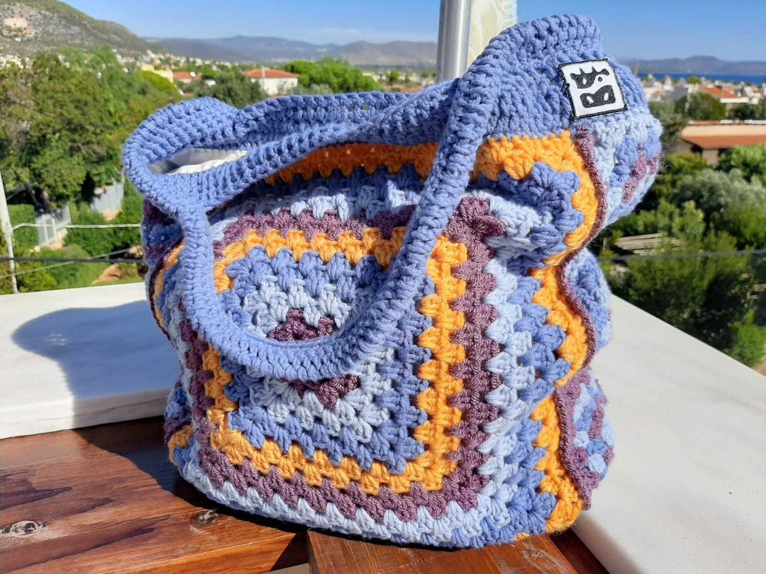 Crochet Squares Pattern Tote Bag - Etsy