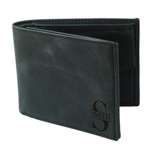 Carteras triples para hombre - Cartera con foto grabada - Tarjetero de cuero - Cartera con inicial - Regalo personalizado para hombre - Regalo para el Día del Padre