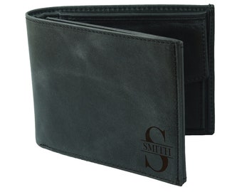 Dreifache Geldbörsen für Männer - Brieftasche mit Gravur - Lederkarte - Brieftasche - Initialen-Geldbörse - Personalisiertes Geschenk für Männer - Vatertagsgeschenk Für
