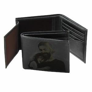 Presente de Dia dos Pais - Carteira personalizada para ele - Carteira com foto e caligrafia personalizada - Carteira de couro masculina - Presente de Natal para ele
