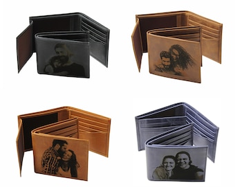 Father&#39;s Day Gift For Him - Personalized Mens Wallet for Him - Custom Handwriting Photo Wallet - Personalized Photo Wallet - Gift for Him