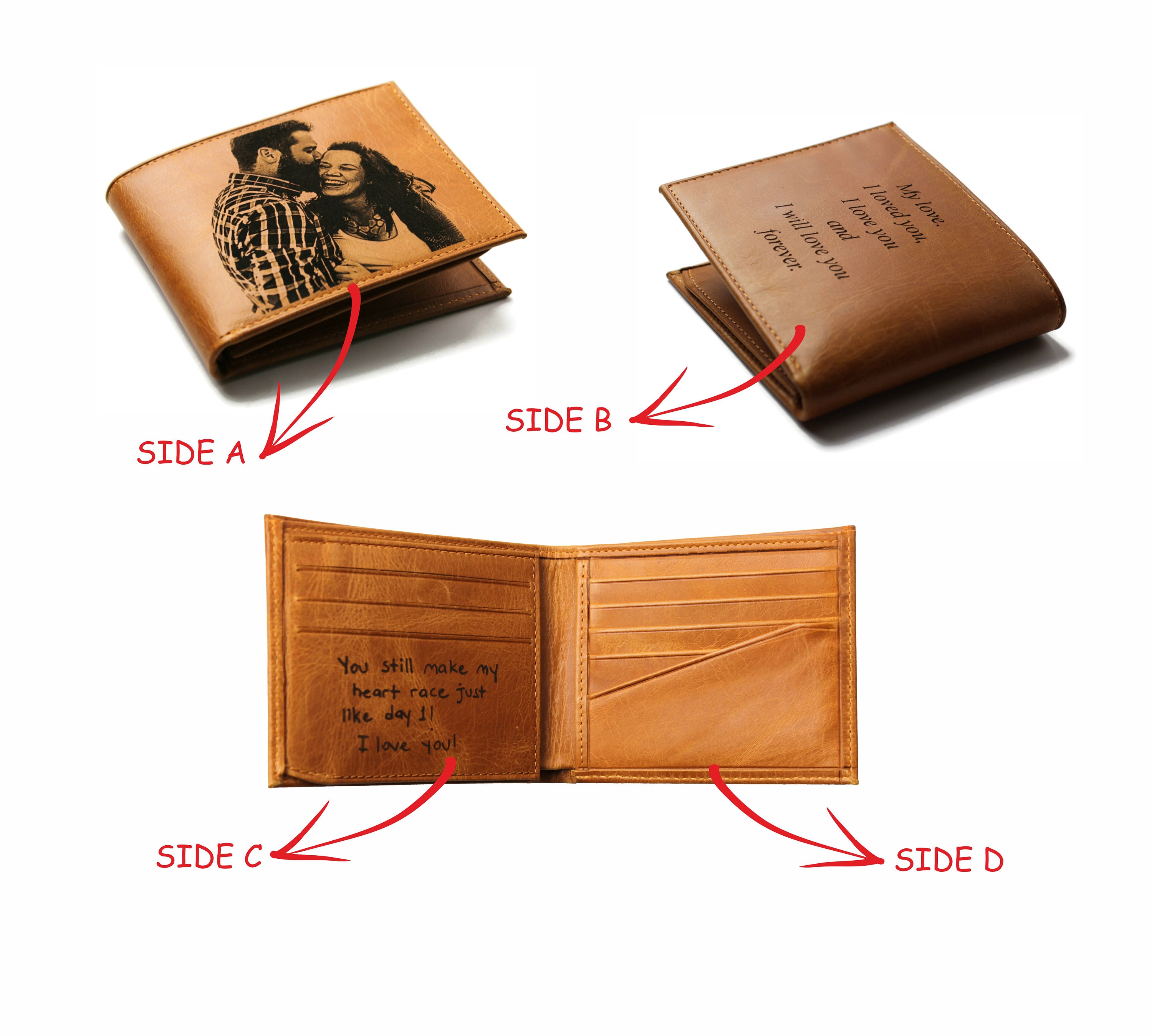 Personalized Wallet Mens Wallet for Him Custom Handwriting Etsy