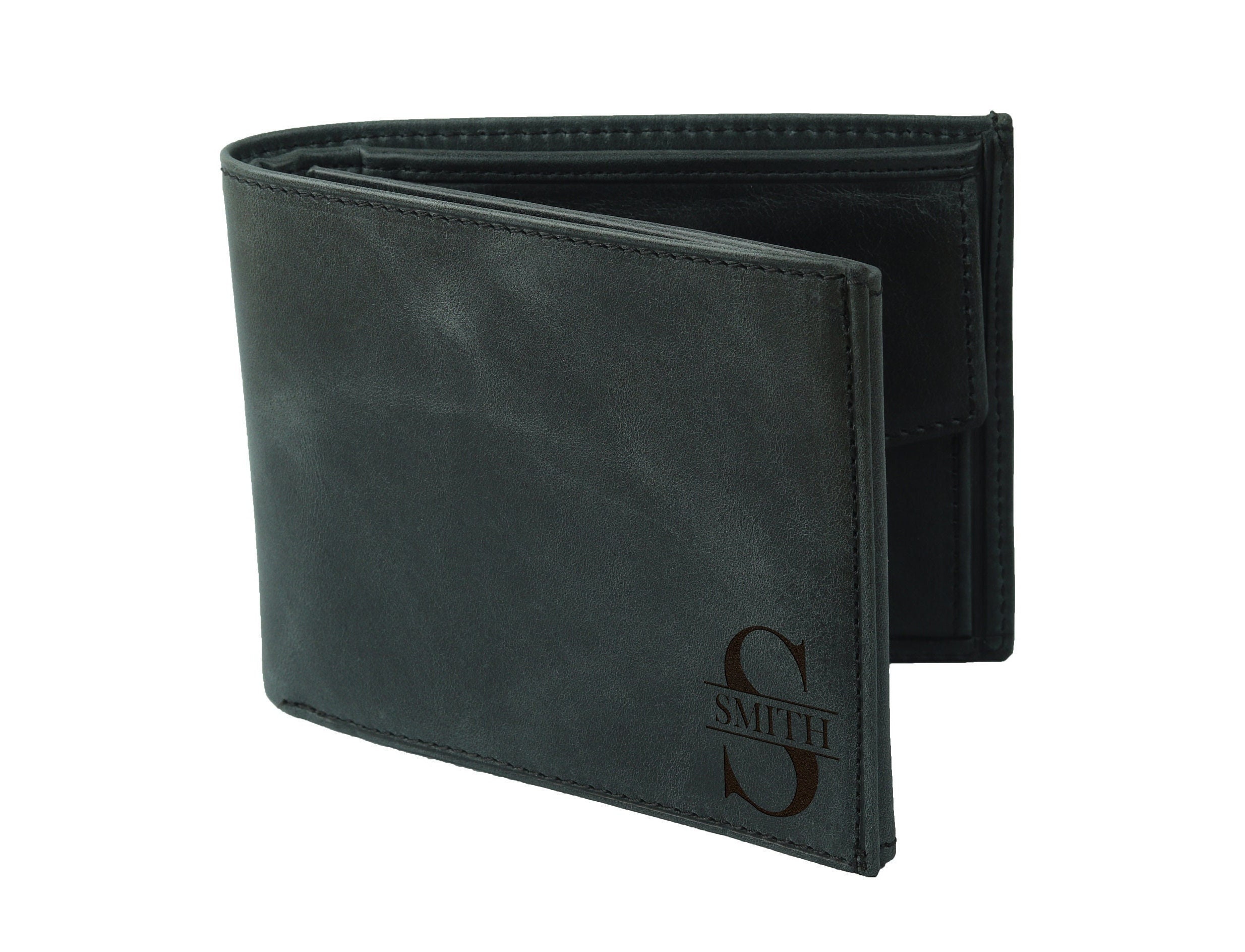 Trifold Wallets for Men - Engraved Wallet Picture - Leather Card Wallet - Initial Wallet  - Personalized Gift for Men - Father's Day Gift