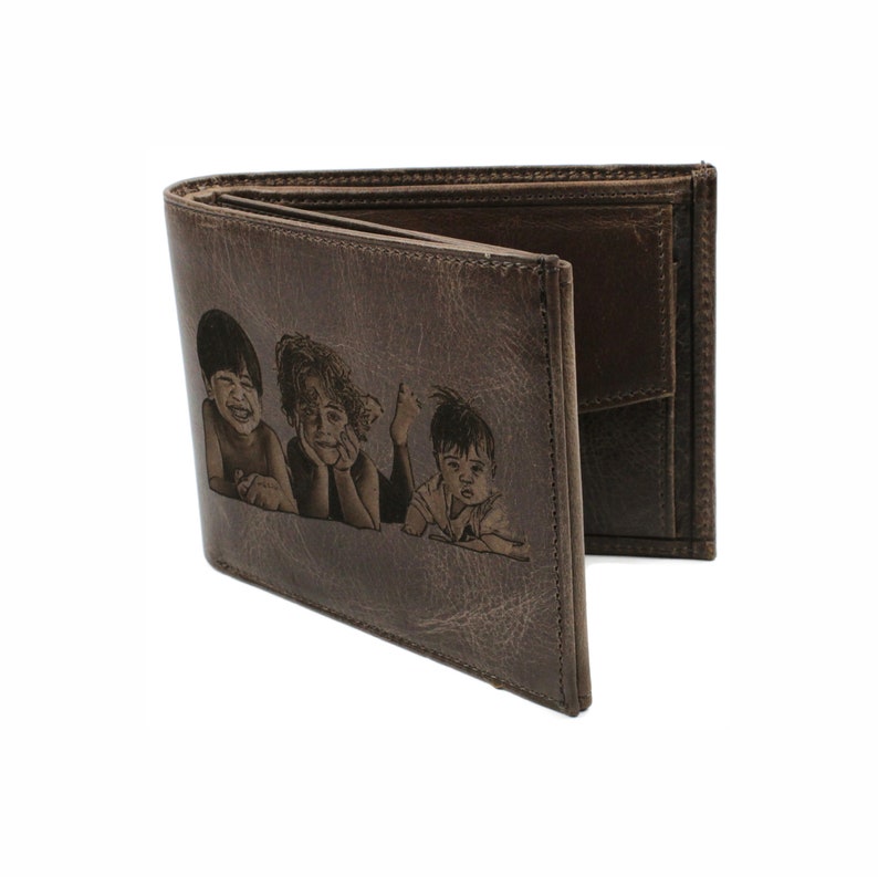 Mens Wallet - Personalized Mens Wallet - Engraved Photo in Wallet - Handwriting Leather Wallet - Personalized Photo Wallet - Gifts for Men 