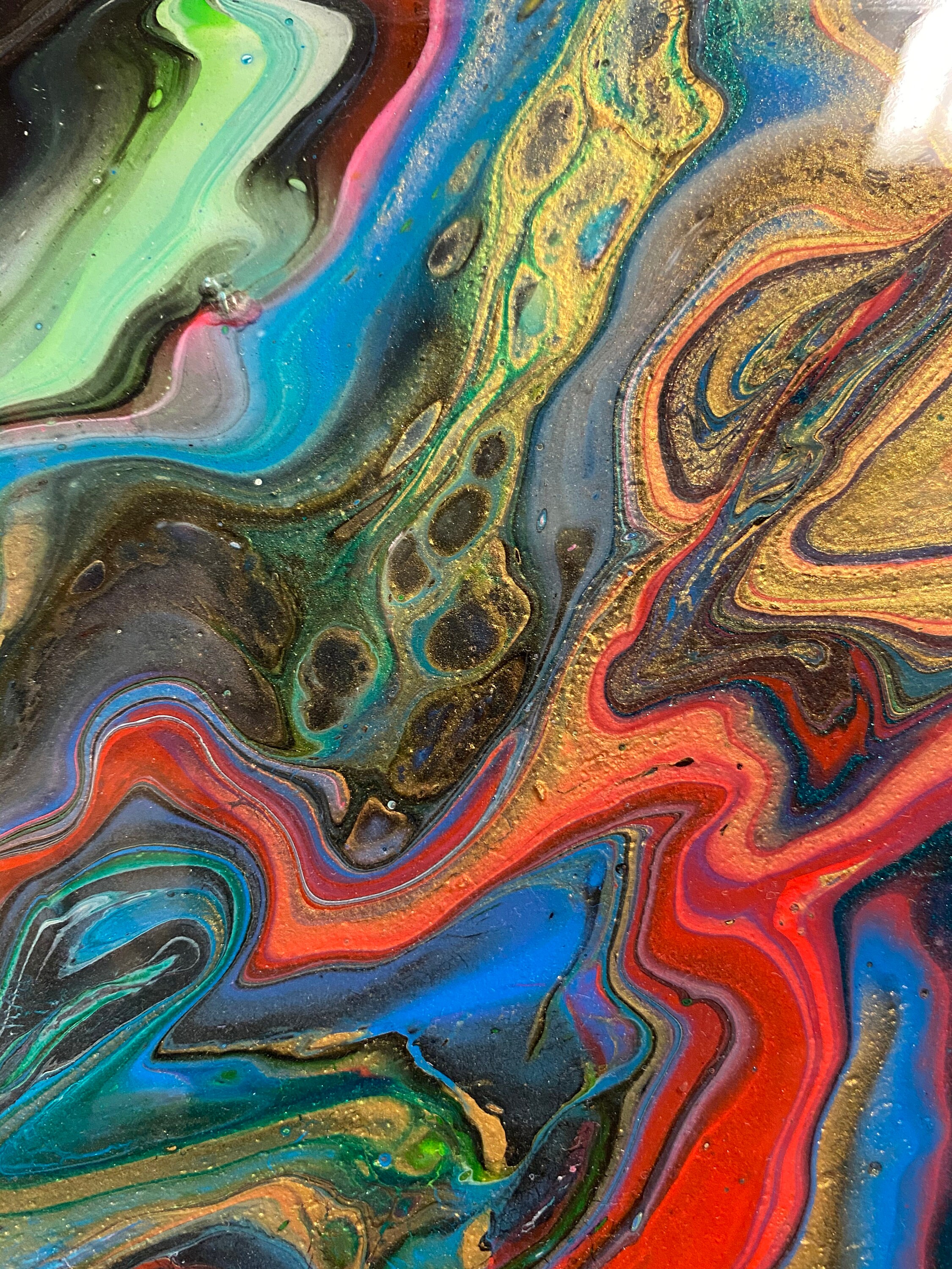 Pintura Original Resina Acrílica Vertido Multicolor con Ore | Etsy