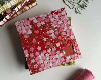 Square Sketchbook with Inset on Cover, Decorative Spine, Artist Journal, Handbound Book, Handcrafted Gift