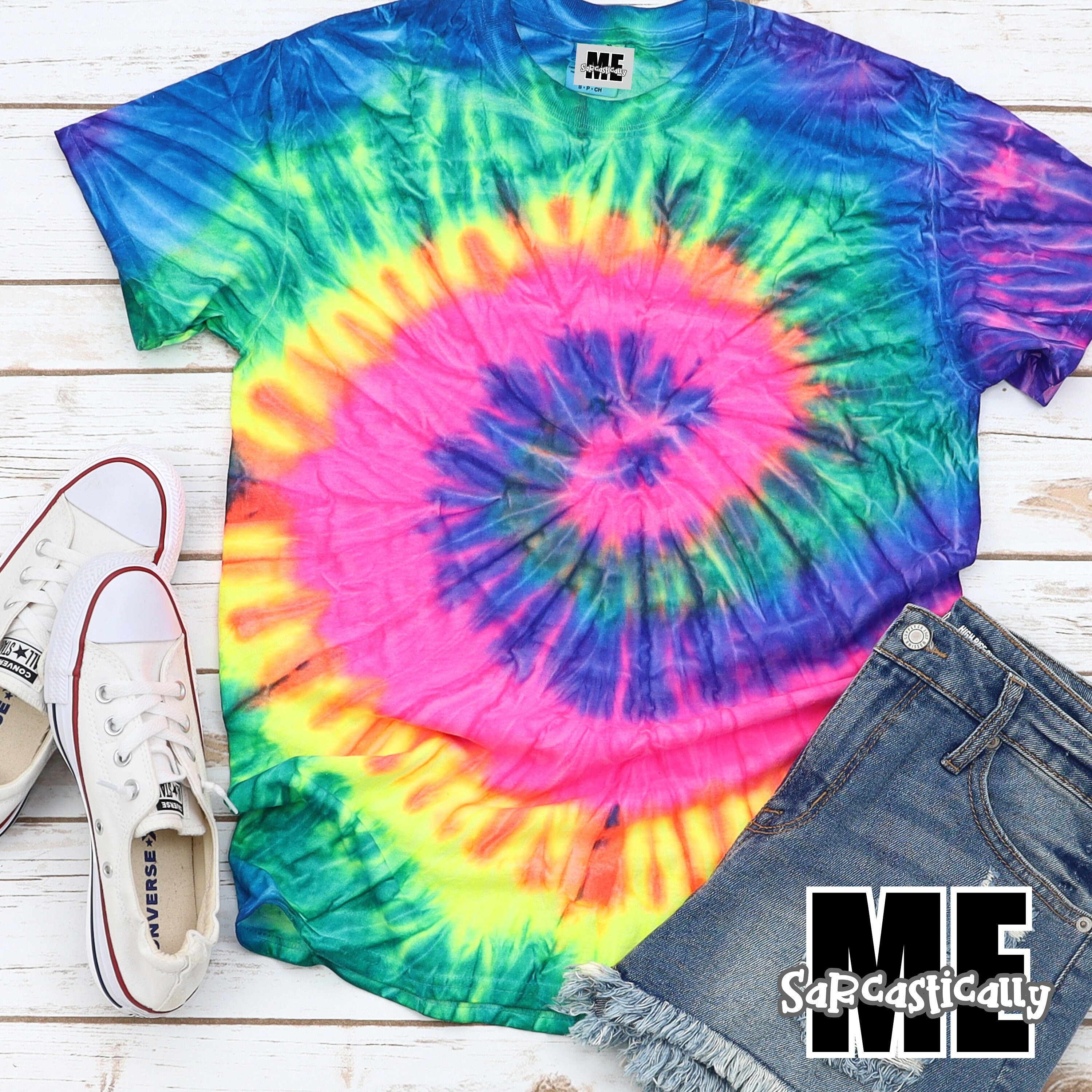 Dharma Tie-Dye, Neon Ripples, Trippy Tie-Dye at its best, Neon Tie Dye  tshirt, sizes S-4XL