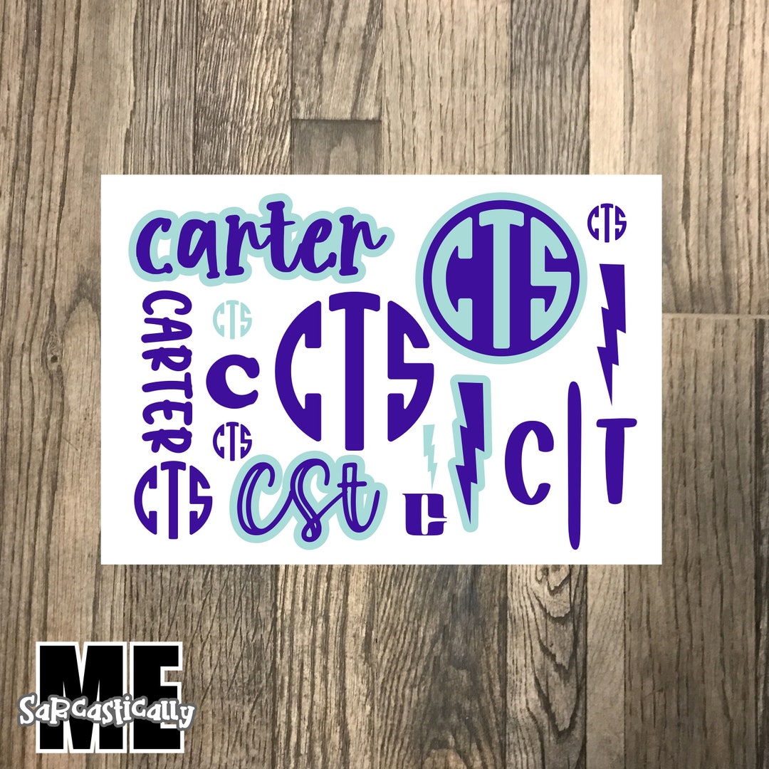 Two Color Monograms Two Color Monogram and Name Decal Set Personalized Name and - Etsy