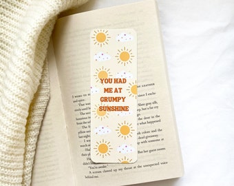 Marque-page Grumpy Sunshine | Marque-page romantique | Marque-page Trope | Marque-page jaune | Marque-page Soleil | Citation Marque-page | Cadeau lecteur | Amateur de livres