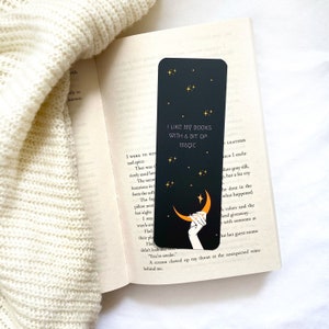 Fantasy Bookmark | Romance Bookmark | Trope Bookmark | Black bookmark | Stars and Moon Bookmark | Magic Bookmark | Reader Gift | Book Lover